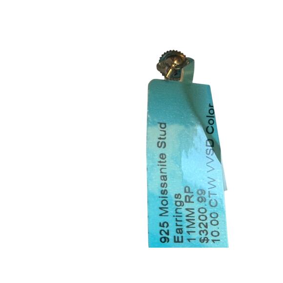 925 Sterling Silver Moissanite Stud Earrings 11MM RP 10.00 CTW VVSD Color - Picture 6 of 6